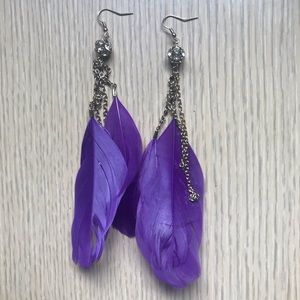 LARGE Purple Feather Earrings